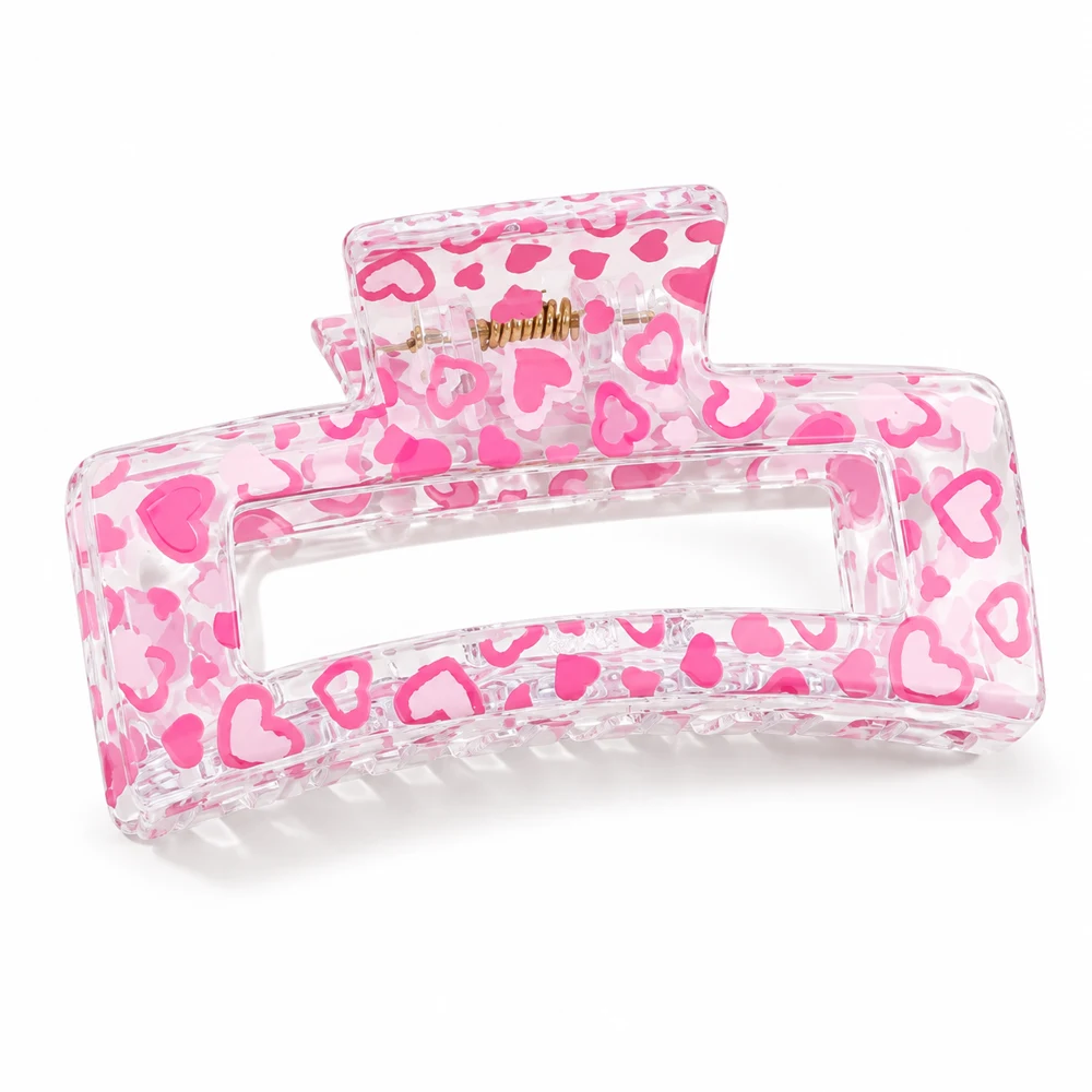 Coconoir Beauty - Hair Claw Clip - Large - Pink Hearts